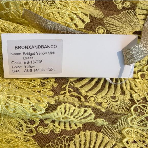 Bronx And Banco Bridget Yellow Midi Dress Ruffle US 10 Extra Large NWT Lace - Picture 8 of 12